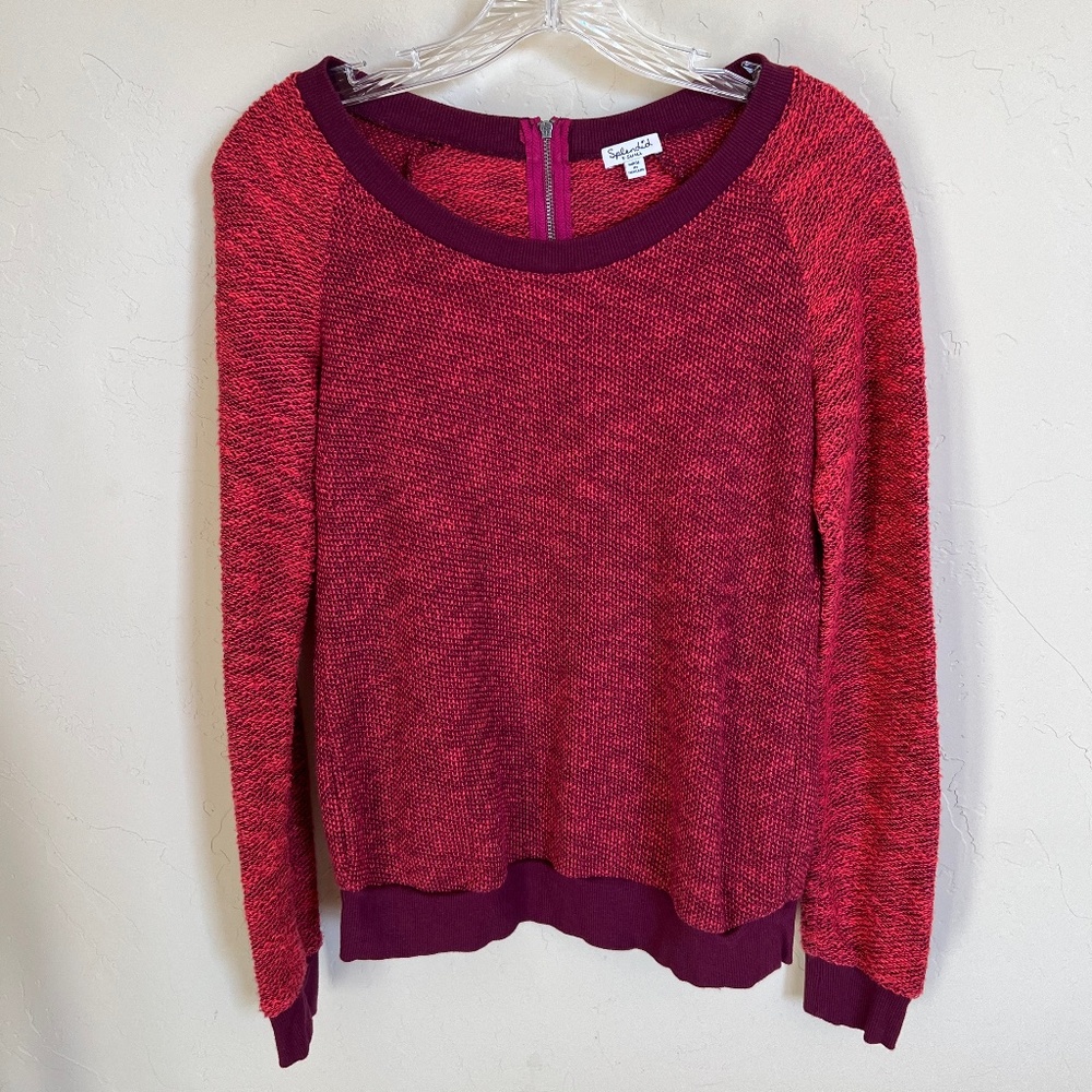 Splendid Soft Marled Pullover Sweater with Back Zip - Size XS